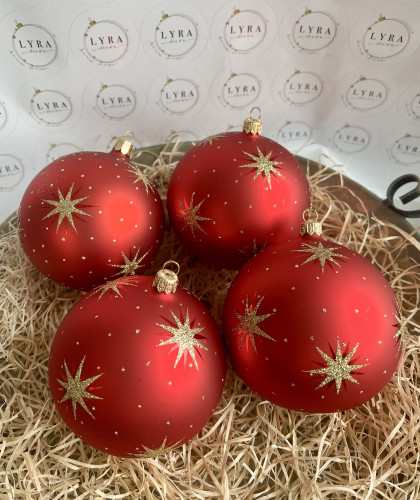 Hvězdičky červená se zlatou 10 cm