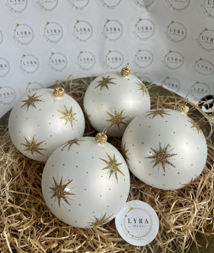 Hvězdičky perleťová se zlatou 10 cm