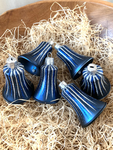 Vánoční paprsky - tmavě modrá - zvonky 6ks