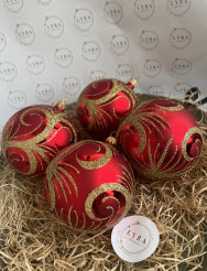 Ornament zlatý na červené 10 cm