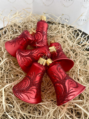 Ornament červený - zvonky 6ks